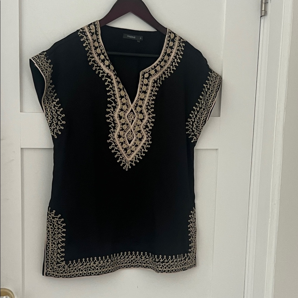 Theme Black Top with Cream Detailing